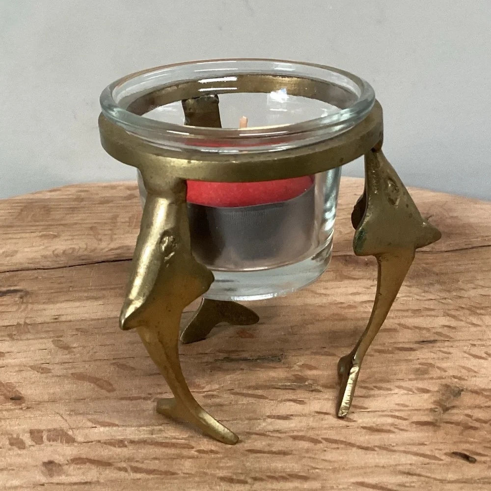 🟡 Vintage - Solid Brass Tea Light / Votive Candle Holder with Glass Insert